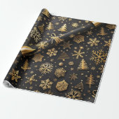 Elegantes Black and Gold Weihnachtsgeschenk Geschenkpapier (Ungerollt)