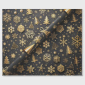 Elegantes Black and Gold Weihnachtsgeschenk Geschenkpapier (Flach)