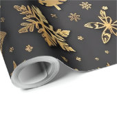 Elegantes Black and Gold Weihnachtsgeschenk Geschenkpapier (Rolleneckpunkt)