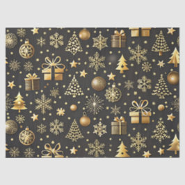 Elegantes Black and Gold Weihnachtsgeschenk Seidenpapier