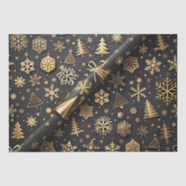 Elegantes Black and Gold Weihnachtsgeschenk Seidenpapier