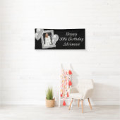 Elegantes Black and Silver Foto & Balloons Geburts Banner (Insitu)