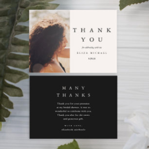 Elegantes Black and Taupe Brautparty Vielen Dank Dankeskarte