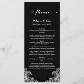Elegantes Black and White Lace Wedding Menu Menükarte (Vorderseite)