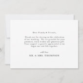 Elegantes Black and White Simple Wedding Foto Dankeskarte (Rückseite)