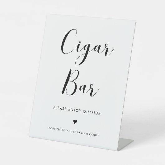 Elegantes Black and White Wedding Cigar Bar Sockelschild (Vorderseite)