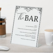 Elegantes Black and White Wedding Drinks Bar Menu Sockelschild (In SItu)