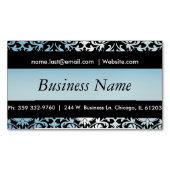 Elegantes Black & Aqua Blue Damask Design Magnetische Visitenkarte (Vorderseite)