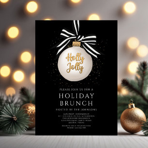 Elegantes Black Bauble Weihnachtsfest Brunch Einladung
