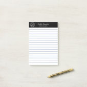 Elegantes Black Beruflich Monogram Business Post-it Klebezettel (Auf Schreibtisch)