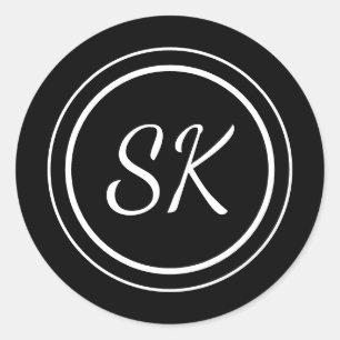 Elegantes Black Beruflich Monogram Business Runder Aufkleber