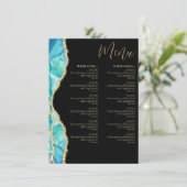 Elegantes Black Blue Glitzer Restaurant Menükarte (Stehend Vorderseite)