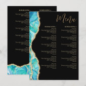 Elegantes Black Blue Glitzer Restaurant Menükarte (Vorne/Hinten)