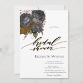 Elegantes Black Blume Brautparty Einladung (Vorderseite)