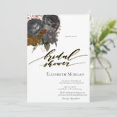 Elegantes Black Blume Brautparty Einladung (Stehend Vorderseite)