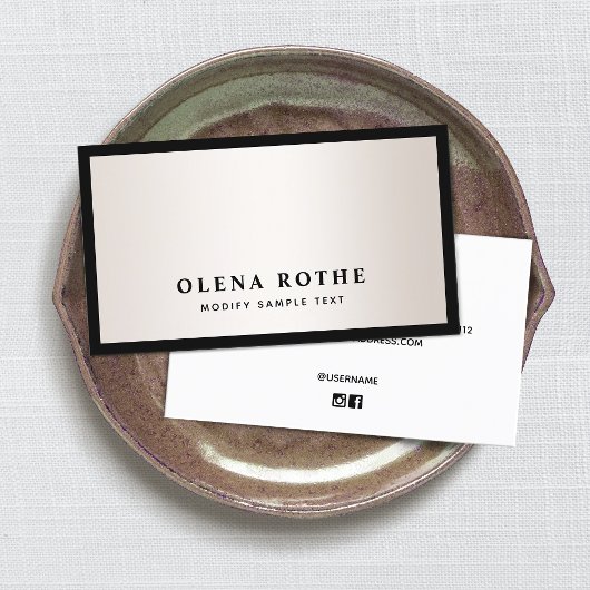 Elegantes Black Border Satin Gold Beruflich Telefonnummerkarte