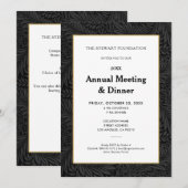 Elegantes Black Botanical Annual Business Dinner Einladung (Vorne/Hinten)