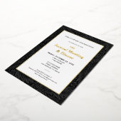 Elegantes Black Botanical Annual Business Dinner Folieneinladung (Gedreht)