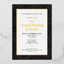 Elegantes Black Botanical Annual Business Dinner Folieneinladung