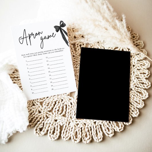 Elegantes Black Bow Brautparty Schürze Game Einladung