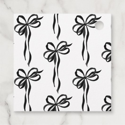 Elegantes Black Bow Brautparty Script Vielen Dank Geschenkanhänger (Rückseite)