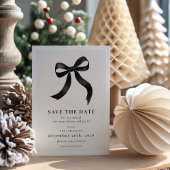 Elegantes Black Bow Christmas Party Save The Date