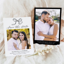 Elegantes Black Bow Foto Hochzeit Speichern Sie da