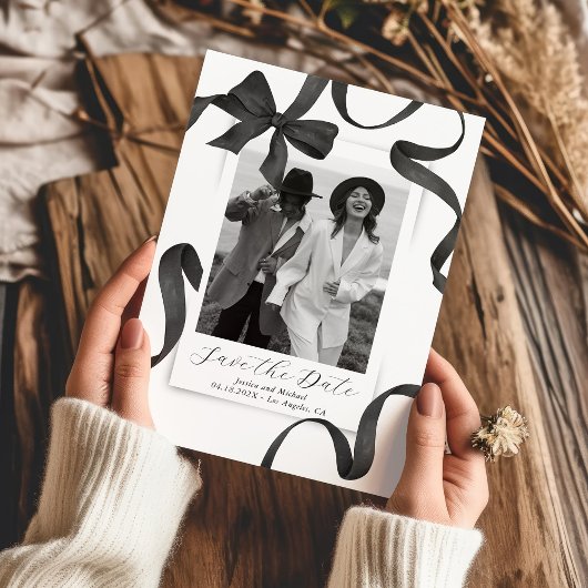 Elegantes Black Bow-Foto Save The Date