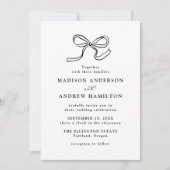 Elegantes Black Bow Foto Wedding Einladung (Vorderseite)