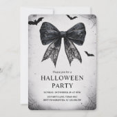 Elegantes Black Bow-Halloween-Party Feiertagskarte (Vorderseite)