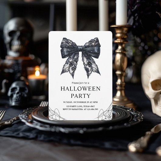 Elegantes Black Bow-Halloween-Party Feiertagskarte