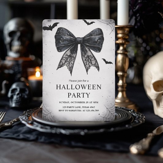 Elegantes Black Bow-Halloween-Party Feiertagskarte