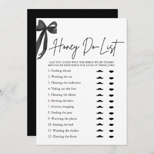 Elegantes Black Bow Honey Do List Brautparty Game Einladung