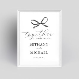 Elegantes Black Bow Wedding Welcome Sign Poster
