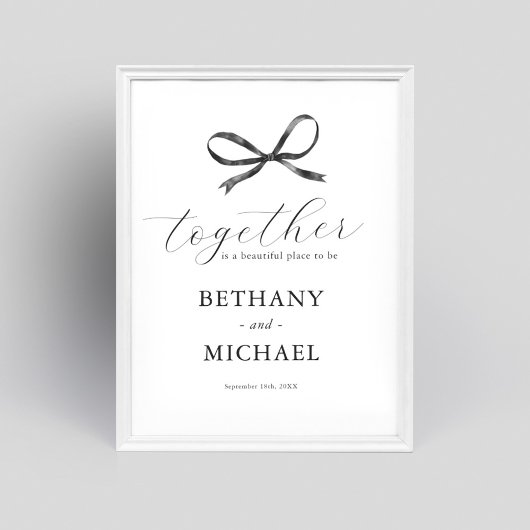 Elegantes Black Bow Wedding Welcome Sign Poster