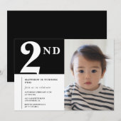 Elegantes Black Boy Foto zum 2. Geburtstag Einladung (Vorne/Hinten)