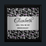 Elegantes Black Bridesmaid-Vorschlagskästchen Erinnerungskiste<br><div class="desc">Moderne,  elegante,  Imitate silber und schwarz Bridesmaid Angebot Box mit einzigartigem schicken abstrakten Muster.</div>