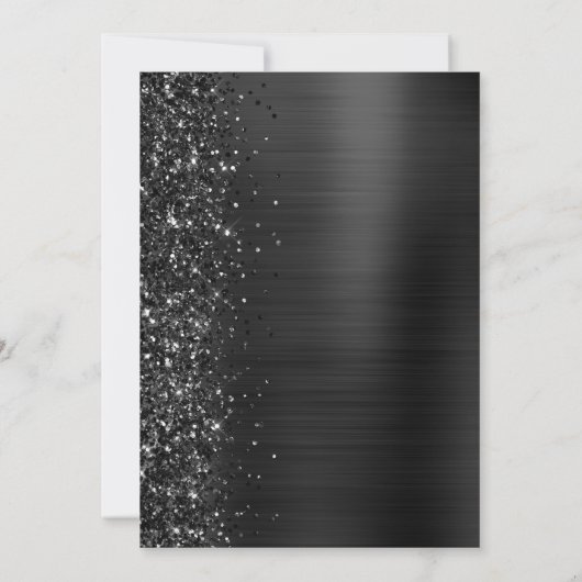 Elegantes Black Brushed Metal Script Save the Date Ankündigung (Rückseite)