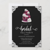 Elegantes Black Cake & Lace Brautparty Tea Party Einladung (Vorderseite)