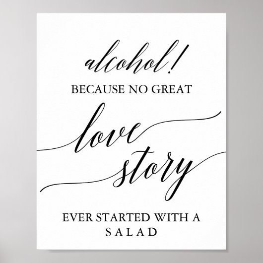 Elegantes Black Calligraphy Alcohol Liebe Story Si Poster (Vorne)