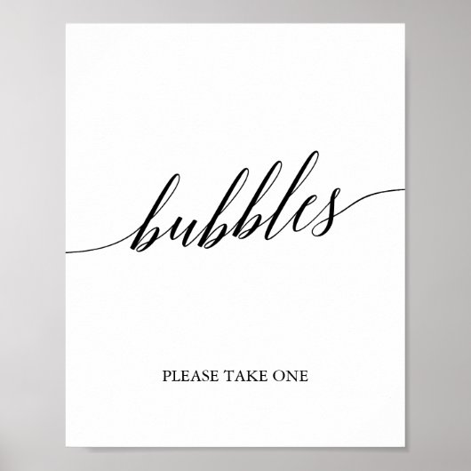 Elegantes Black Calligraphy Bubbles Zeichen Poster (Vorne)