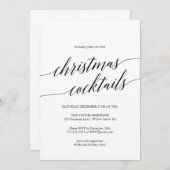 Elegantes Black Calligraphy Christmas Cocktail Par Einladung (Vorne/Hinten)