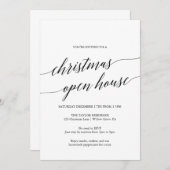 Elegantes Black Calligraphy Christmas Open House Einladung (Vorne/Hinten)
