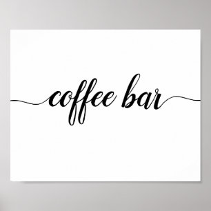 Elegantes Black Calligraphy Coffee Bar Sign Poster