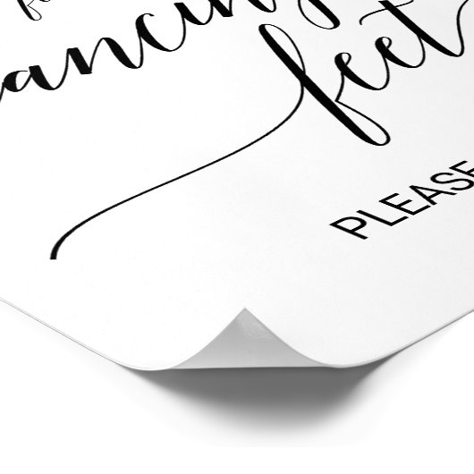 Elegantes Black Calligraphy Dancing Feet Sign Poster (Ecke)