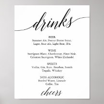 Elegantes Black Calligraphy Drink Menu Sign