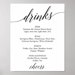 Elegantes Black Calligraphy Drink Menu Sign Poster