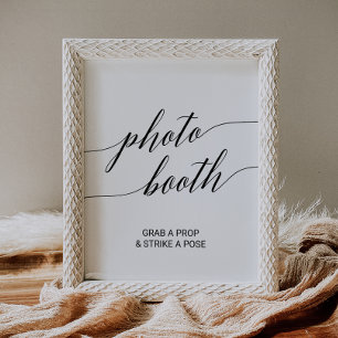 Elegantes Black Calligraphy Foto Booth Sign Poster