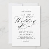 Elegantes Black Calligraphy Foto QR Code Wedding Einladung (Vorderseite)