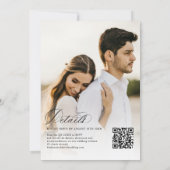Elegantes Black Calligraphy Foto QR Code Wedding Einladung (Rückseite)